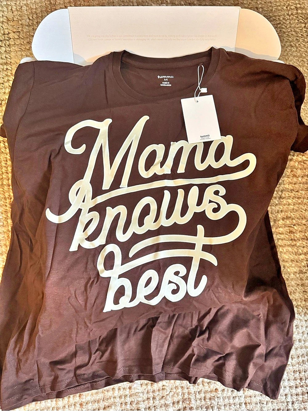 TUM TO MOM Mama To-Be Box Gift Set with T-Shirt in Brown NWT